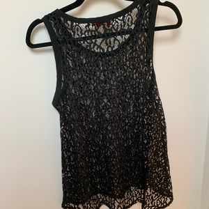 Loft sleeveless black lace top